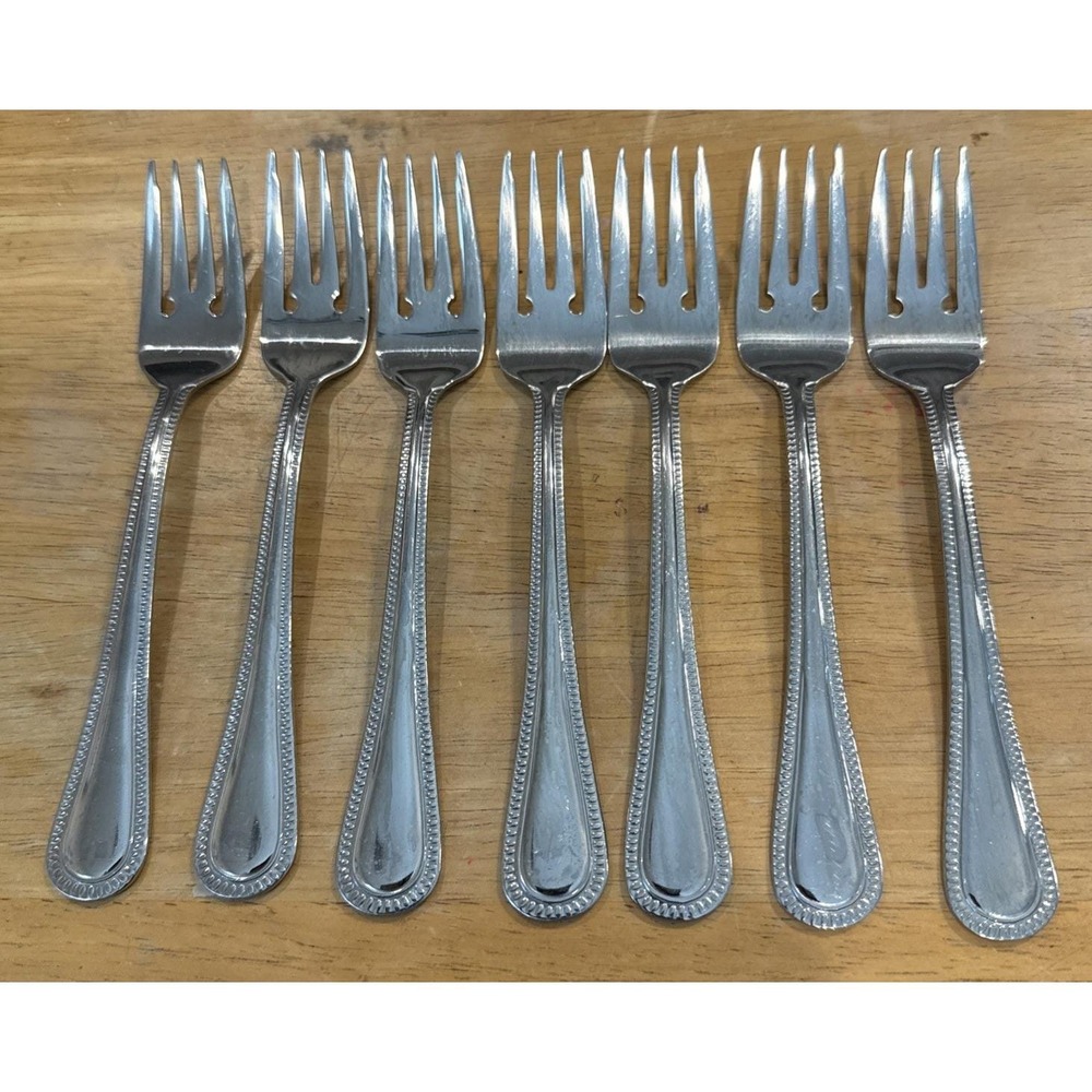 Cuisinart CU18 Beaded Pattern Stainless Steel Salad Forks Fork Set Of 7